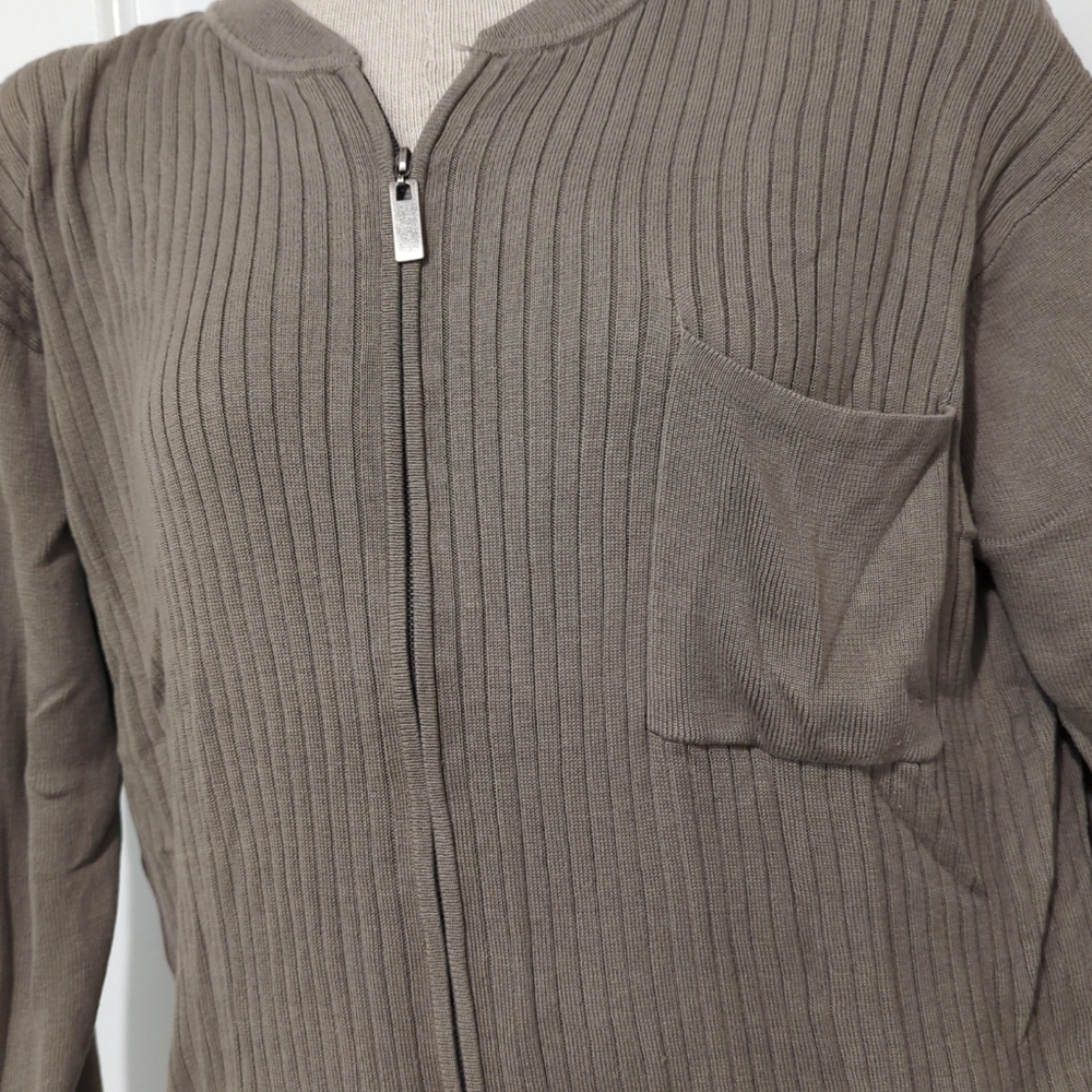 Chicos Design Zip Up Cardigan Size 1/Small Silk Blend- 111 - Picture 2 of 7